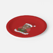 Kerstman cartoon papieren bordje (Gekanteld)