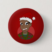 Kerstman cartoon ronde button 5,7 cm (Voorkant)