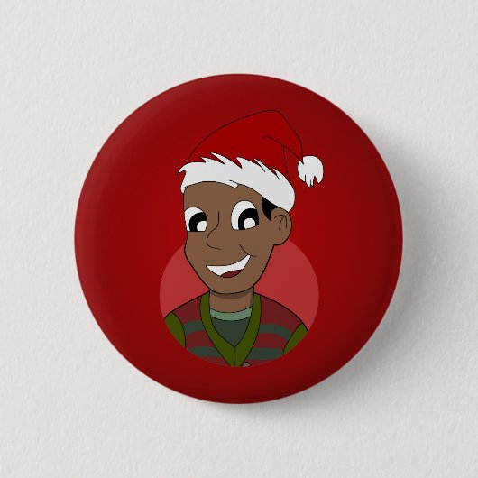 Kerstman cartoon ronde button 5,7 cm (Voorkant)