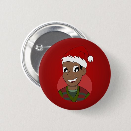 Kerstman cartoon ronde button 5,7 cm (Voorkant /achterkant)