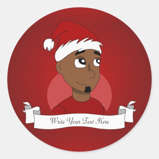 Kerstman cartoon ronde sticker (Voorkant)