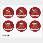 Kerstman cartoon ronde sticker (Vel)