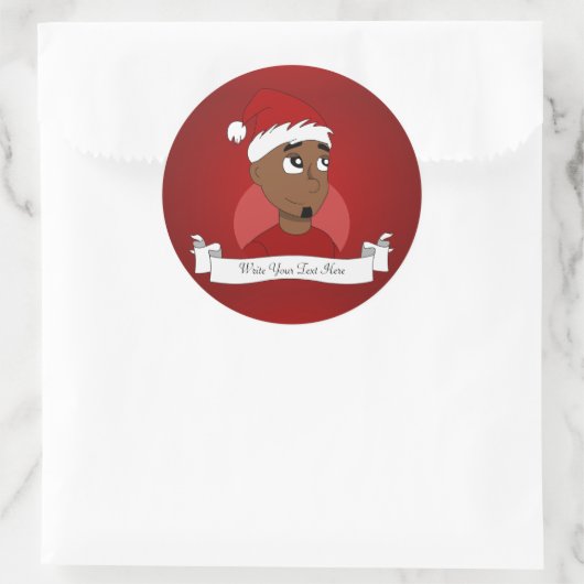 Kerstman cartoon ronde sticker (Tas)