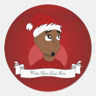 Kerstman cartoon ronde sticker