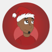 Kerstman cartoon ronde sticker (Voorkant)