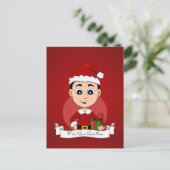 kerstman cartoon vakantie briefkaart (Staand voorkant)