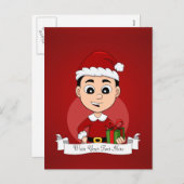 kerstman cartoon vakantie briefkaart (Voorkant / Achterkant)