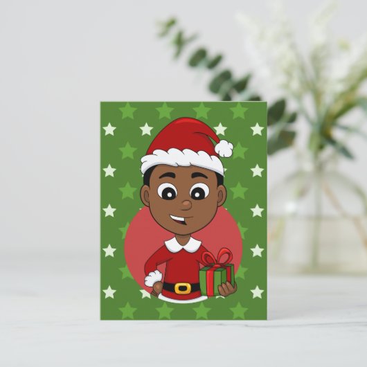 kerstman cartoon vakantie briefkaart (Staand voorkant)