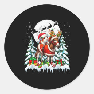Kerstman Cavia Ridder Rendier Ezel Kerstmis Ronde Sticker