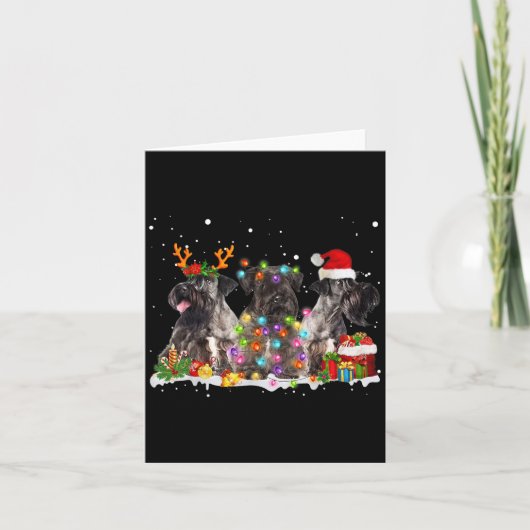 Kerstman Cesky Terrier Hond Mooi Rendier Kerstmis Kaart (Voorkant)