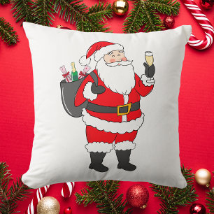 Kerstman champagne liefhebber kussen