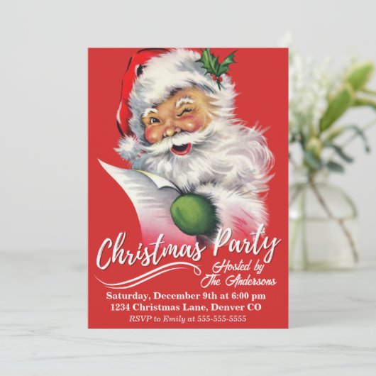  Kerstman checkt zijn kerstfeest Kaart (Staand voorkant)