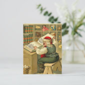  Kerstman checkt zijn lijst Feestdagenkaart (Staand voorkant)