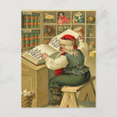  Kerstman checkt zijn lijst Feestdagenkaart (Voorkant)