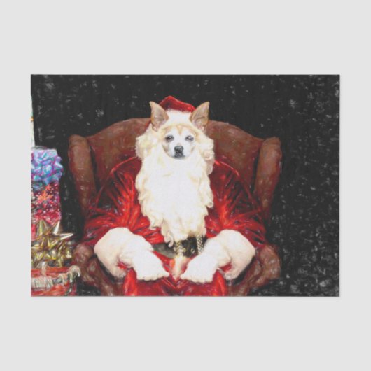 Kerstman Chihuahua Hond Rood Grappig Kerstfeest Va Tissuepapier (Voorkant)