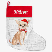 Kerstman Chihuahua met Dog's naam Grote Kerstsok (Voorkant)