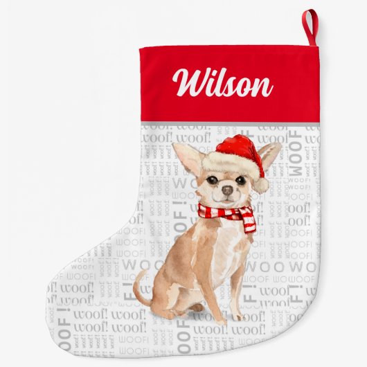 Kerstman Chihuahua met Dog's naam Grote Kerstsok (Achterkant)