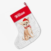 Kerstman Chihuahua met Dog's naam Grote Kerstsok (Achterkant (Hangend))