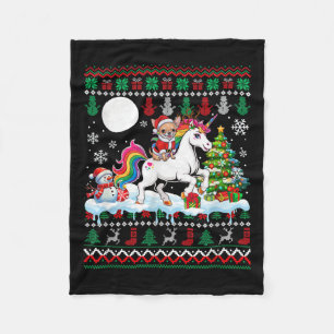 Kerstman Chihuahua Ridding Eenhoorn Trui Kerstmis  Fleece Deken