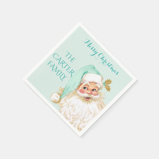  Kerstman Christmas Mint & Gold Servetten (Hoek)