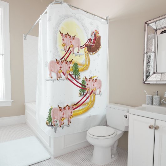 kerstman claus kinderen jongens meisjes douchegordijn (In situ)