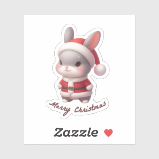 Kerstman clausule konijn, grappige dieren sticker (Vel)