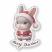 Kerstman clausule konijn, grappige dieren sticker (Voorkant)