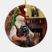 Kerstman - Cocker (zwart) Keramisch Ornament (Achterkant)