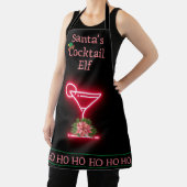 Kerstman Cocktail Elf Zwart en Neon Schort (Insitu)