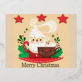 Kerstman Cocoa Kerstvreugde Folie Feestdagen Briefkaart (Voorkant)