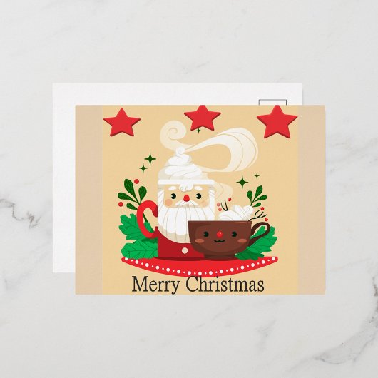 Kerstman Cocoa Kerstvreugde Folie Feestdagen Briefkaart