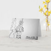 Kerstman Contour Tekening Kaart (Gele Bloem)