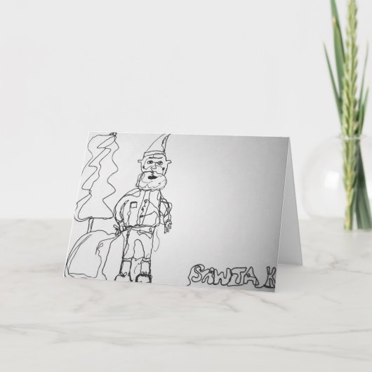 Kerstman Contour Tekening Kaart (Voorkant)