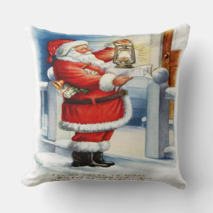 Kerstman controleert zijn lijst Een mooie kerst Kussen