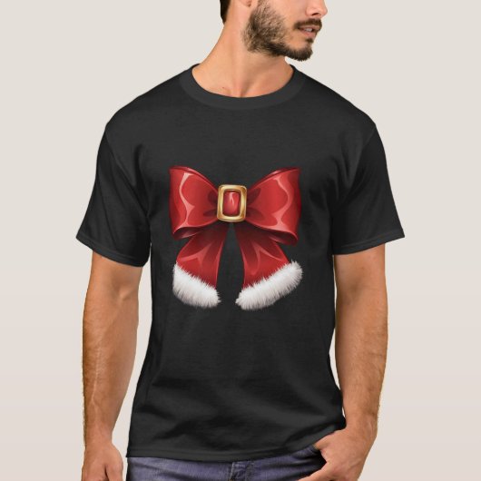 Kerstman Coquette Bow Schattigee Xmas T-shirt (Voorkant)