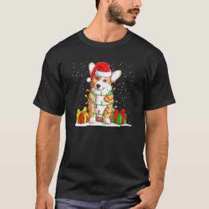 Kerstman Corgi Licht Kerst Corgi Hond Kerstmis T-shirt