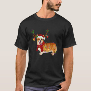Kerstman Corgi Rendier Licht Kerstmis T-shirt