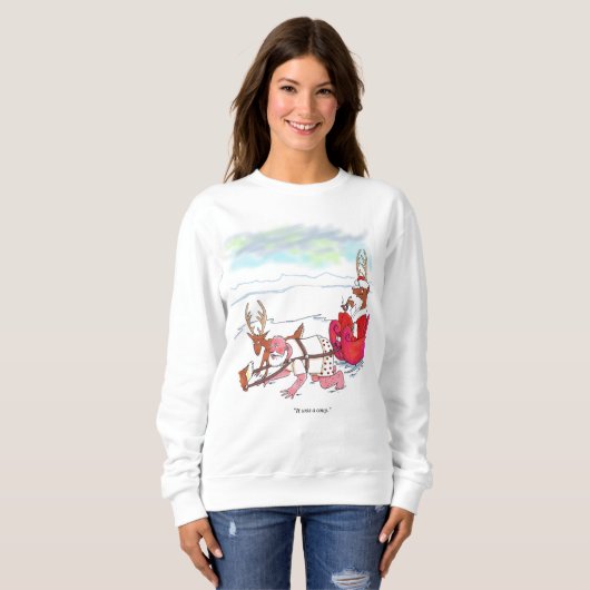 Kerstman Coup vrouwen witte sweatshirt (Voorkant volledig)