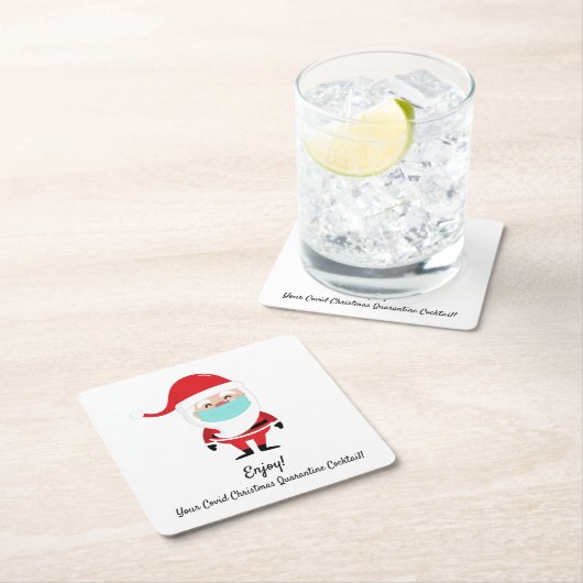 Kerstman Covid Kerstmis Quarantaine Cocktail Kartonnen Onderzetters (Insitu)