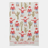 Kerstman Cowboy Kerst Persoonlijk Theedoek (Verticaal)