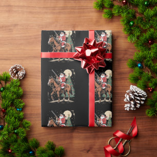 Kerstman Cowboy Vintage Kerstboom Cowboy Fan  Cadeaupapier