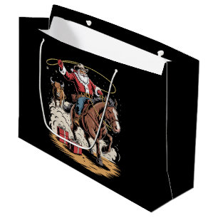 Kerstman Cowboy Vintage Kerstmis Paard Koe  Groot Cadeauzakje