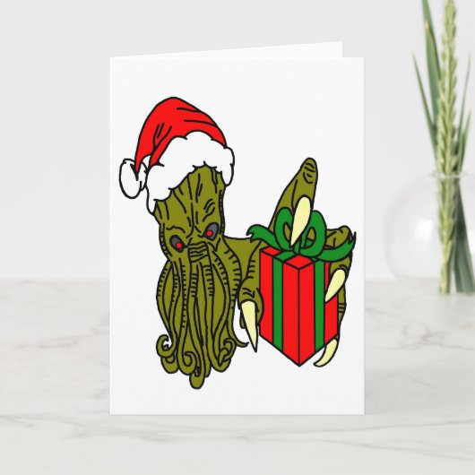 Kerstman Cthulhu Feestdagen Kaart (Voorkant)