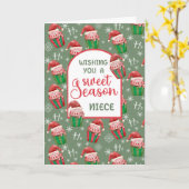 Kerstman Cupcakes voor nichtje Kaart (Gele Bloem)