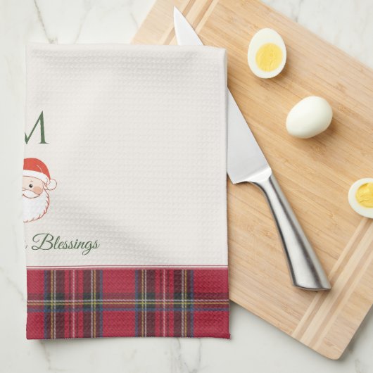 Kerstman Custom Monogram Kerstmis Theedoek (Quarter Fold)