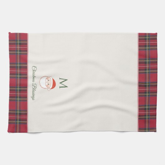 Kerstman Custom Monogram Kerstmis Theedoek (Horizontaal)