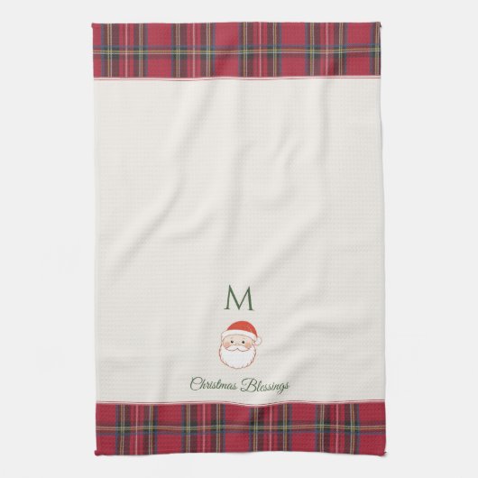 Kerstman Custom Monogram Kerstmis Theedoek (Verticaal)