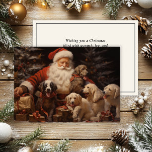 Kerstman Cute Puppies Vrolijke Kerstmis  Feestdagenkaart