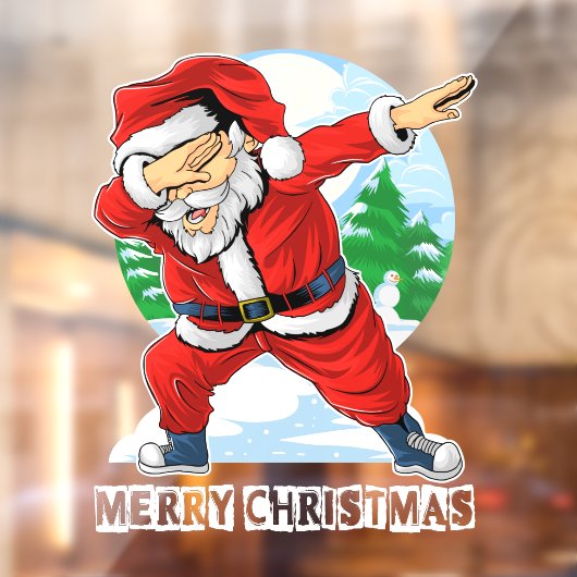 Kerstman Dabbing Dans Prettig Kerstfeest Zakelijk Raamsticker (Vel 2)