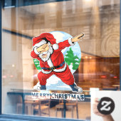 Kerstman Dabbing Dans Prettig Kerstfeest Zakelijk Raamsticker (Cafe Raam)